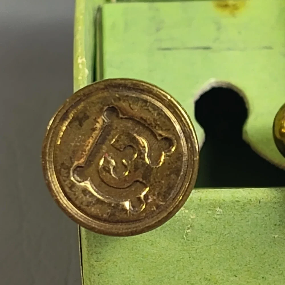 Vtg Mura Sealing Wax Set‎ Rose & Letter 'E' Monogram Stamp Brass Seal England
